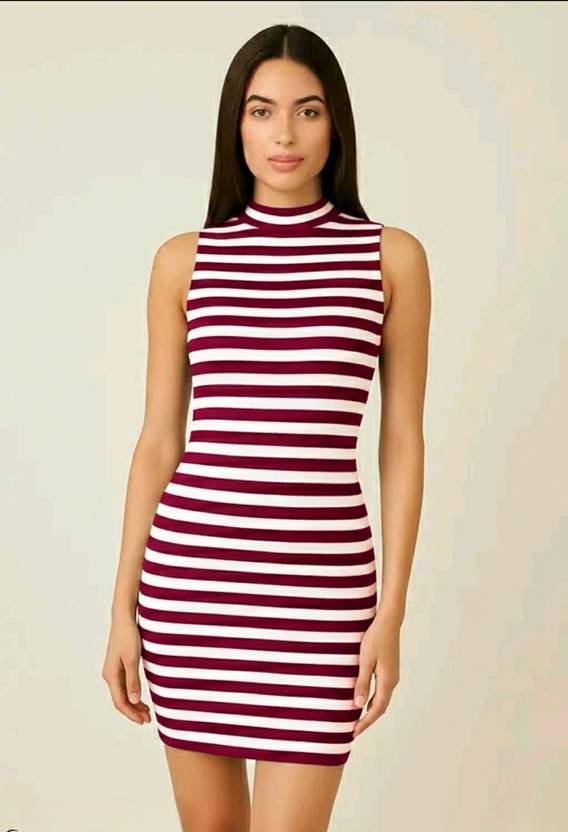 ZEROZABAR Women Bodycon Brown Knee Length Dress