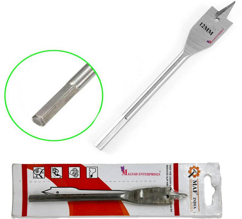 MALFAH ENTERPRISES FLAT WOOD BIT PLAIN 12MM FOR WOOD PLASTIC PVC MAF ...