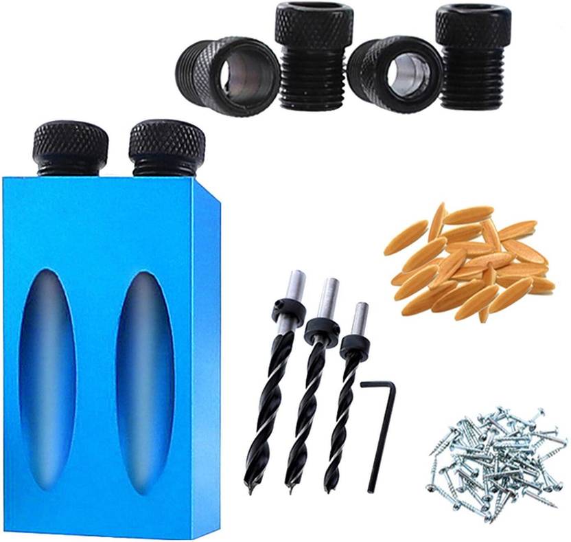 BNF Pocket Hole Jig Set 15 Degree Dowel Drill Joinery Kit for DIY Home