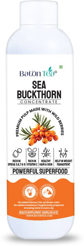 Baton Tea House Sea Buckthorn Pulp Concentrate Herbal Juice | Rich in Vitamin C (300 ml)