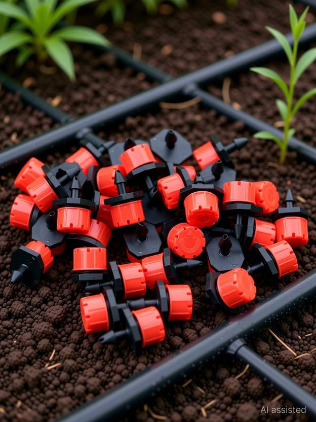 AGRITECH Drip Irrigation Accessories | Adjustable Irrigation Dripper Piece Red/Black (50) Drip Irrigation Kit