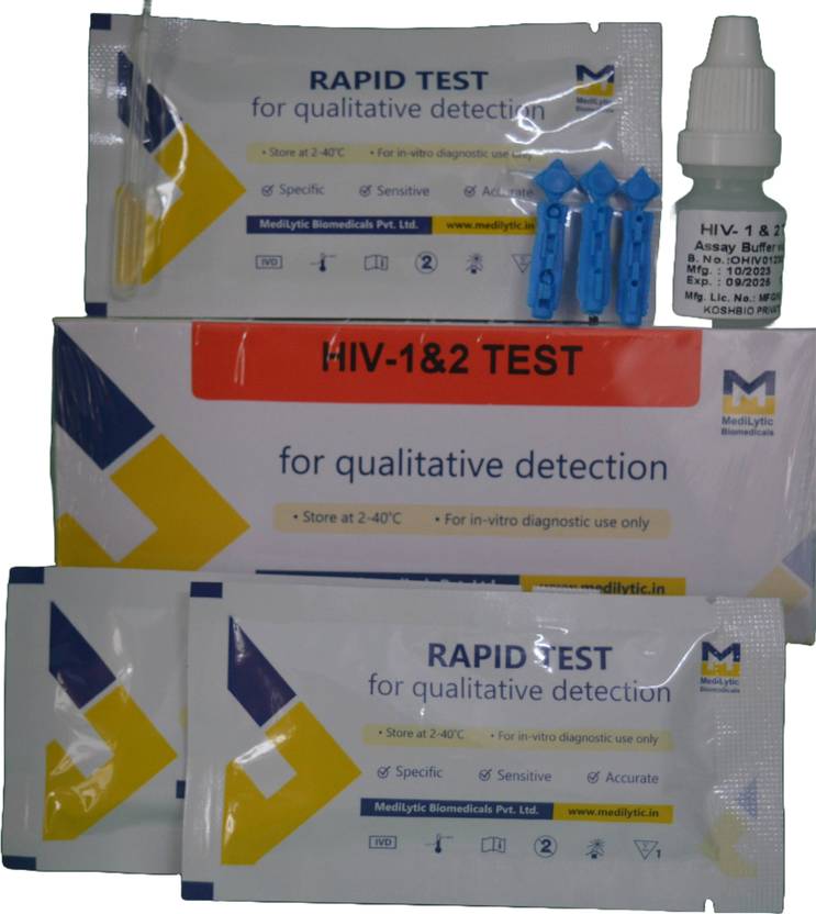 MediLytic Biomedicals HIV1 & 2 Test Kit (Pack Of 03 Cards) Antibody