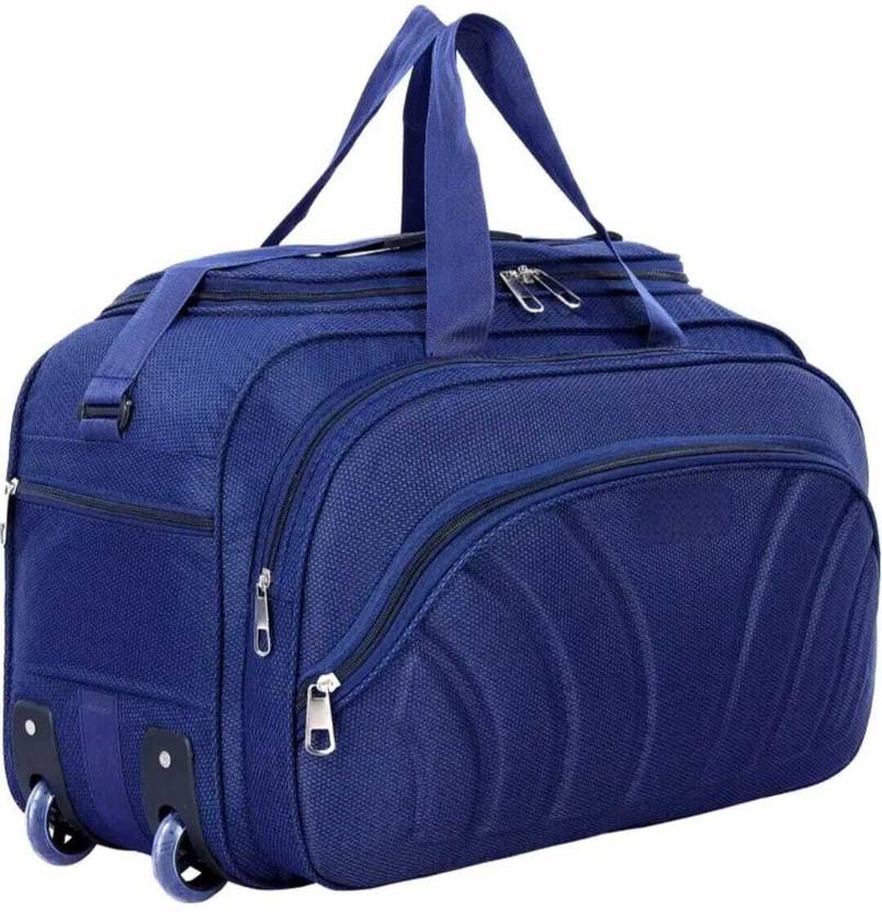Airfancy 65 L Strolley Duffel Bag - Premium Travel Duffle Bag For Tour and Travel - Blue - Large Capacity