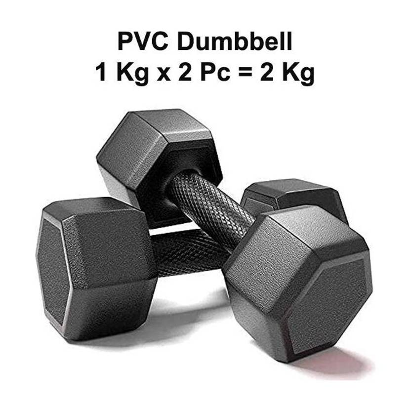 BMS Sports Black Hex Dumbbells Set, Home Gym Fixed Weight Dumbbell (2kg) Fixed Weight Dumbbell