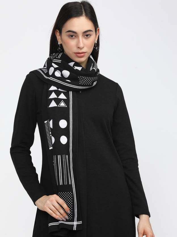 Vishudh Cotton Blend Printed Black Women Dupatta