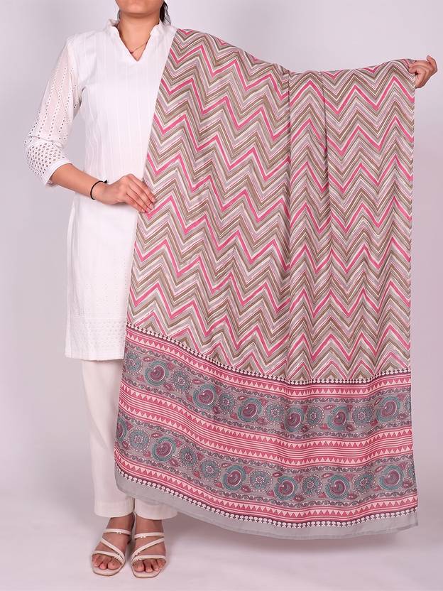 AHIKA Cotton Blend Printed Multicolor Women Dupatta
