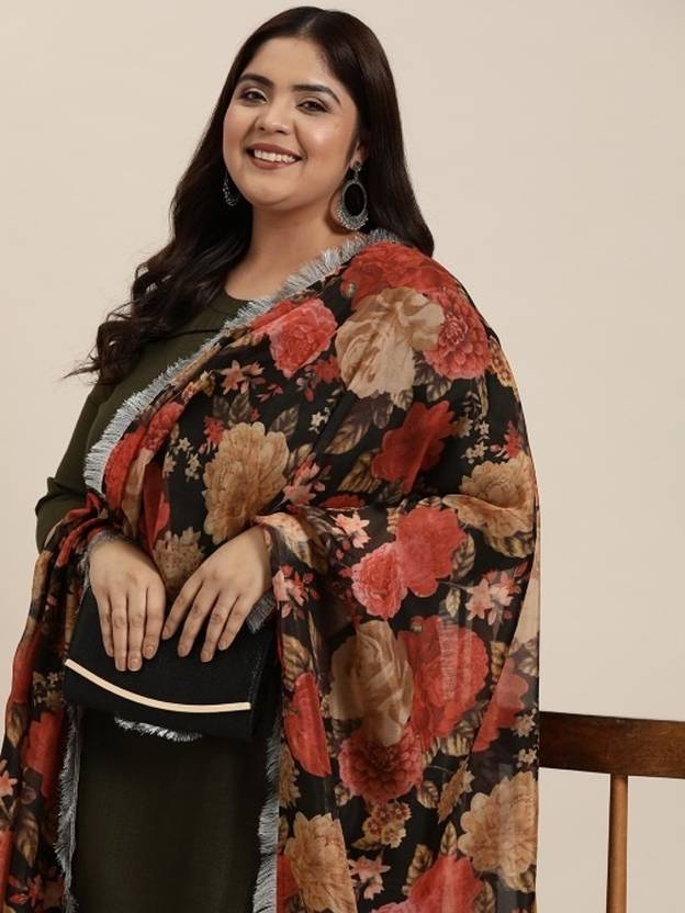 Varanga Silk Blend Printed Multicolor Women Dupatta