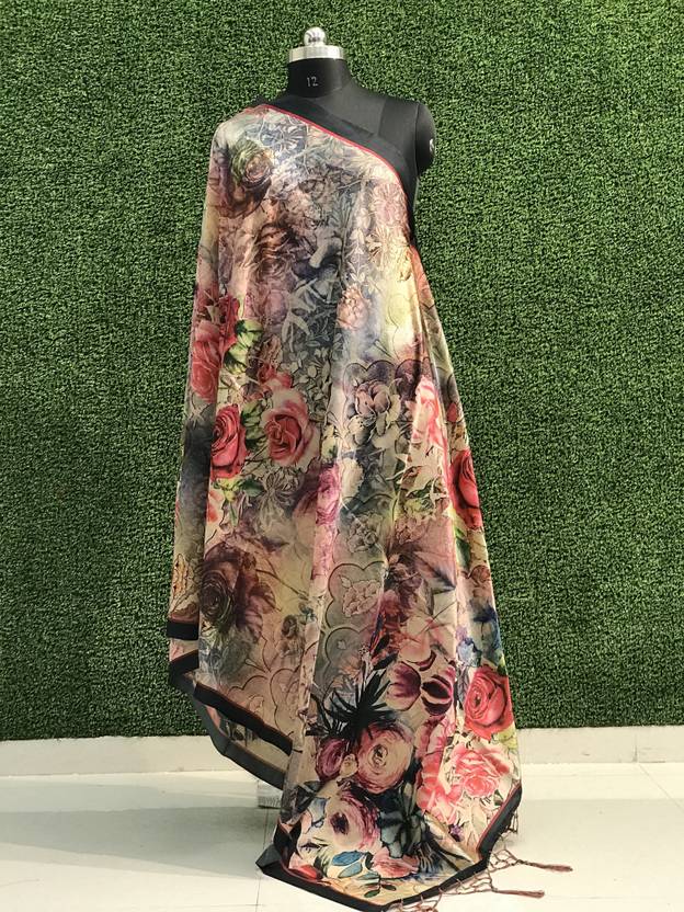 kaizen International Art Silk Floral Print Women Dupatta