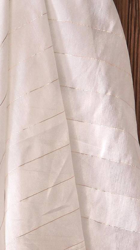 Nylon Embellished, Self Design, Striped White Women Dupatta