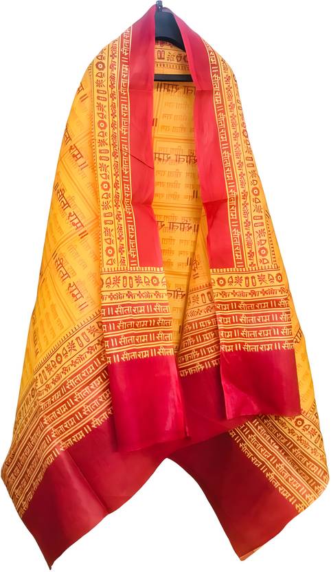 DESI LEGACY Cotton Blend Printed Yellow Unisex Dupatta