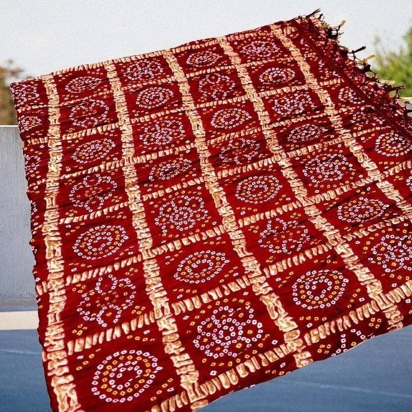 SEVENRIDE Art Silk Checkered Maroon Women Dupatta