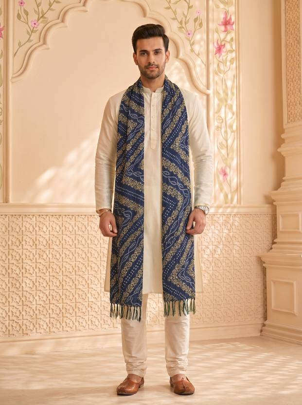 Zamour Chiffon Printed Blue Men Dupatta