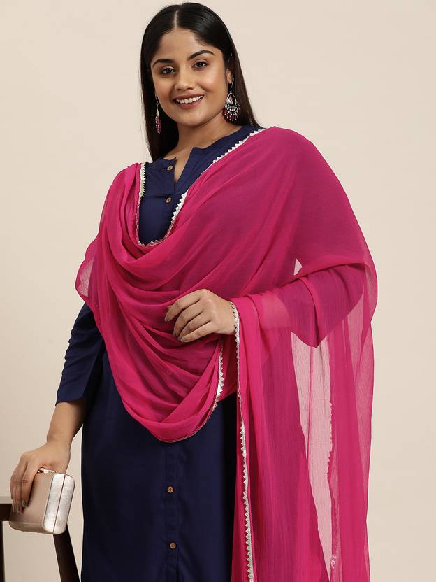 Varanga Chiffon Solid Pink Women Dupatta