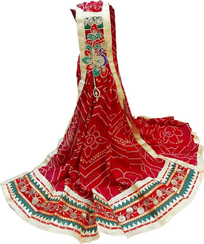 Avilhara Poly Georgette Embroidered Red Women Dupatta