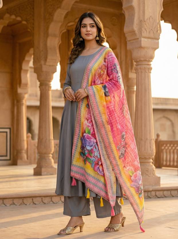 kaizen texo fab Linen Blend Printed Multicolor Women Dupatta