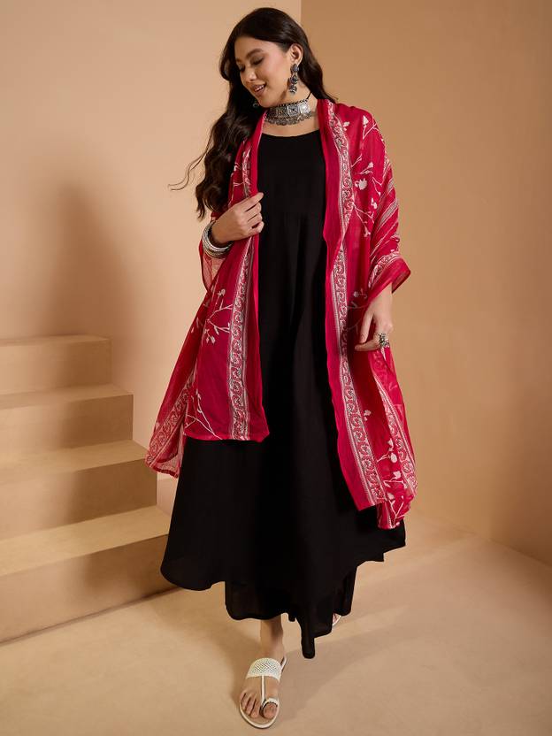 InWeave Pure Cotton Printed Pink Women Dupatta