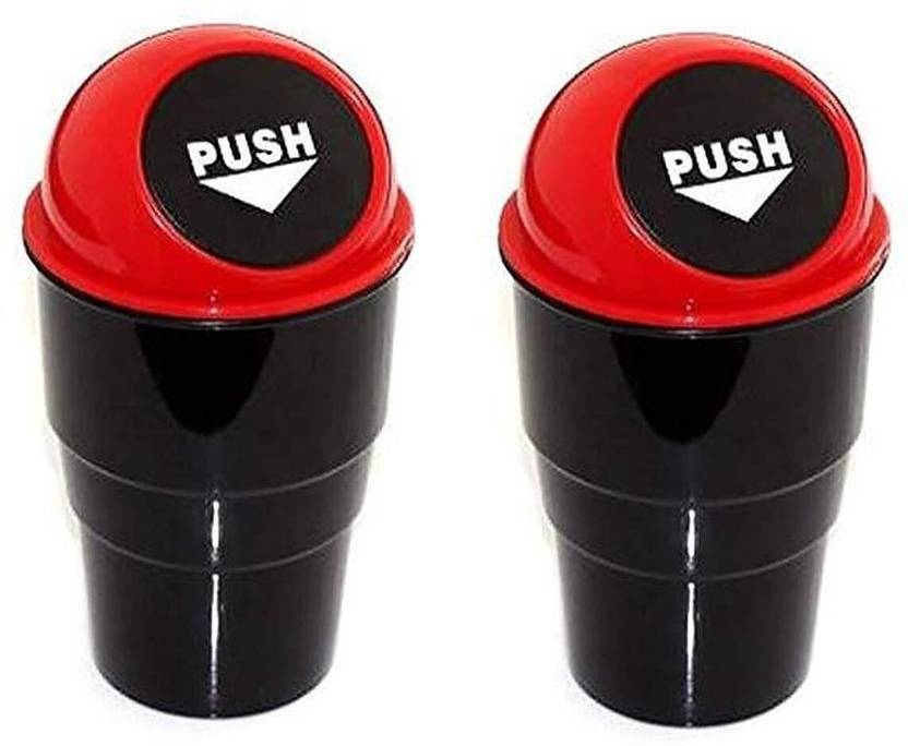 dreamzprime Car Plastic Dustbin Pck of 2 Blue and Red Portable Car Trash Bin Waste Storage Plastic Dustbin
