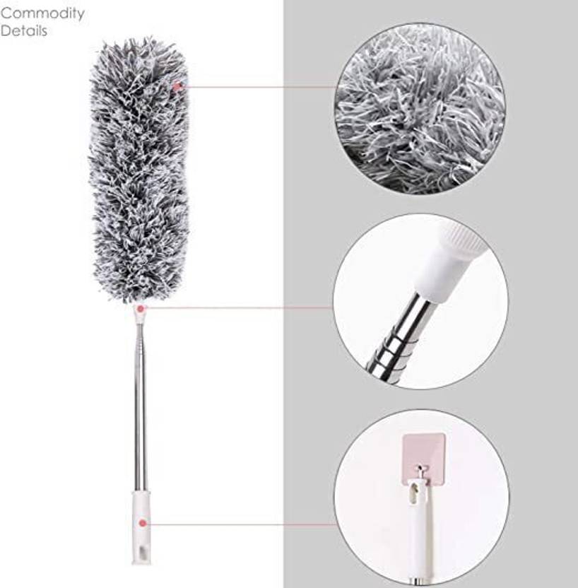 ASHGUJ Microfiber Fan Cleaning Duster 100 inches Extendable Detachable Feather Mop Wet and Dry Duster