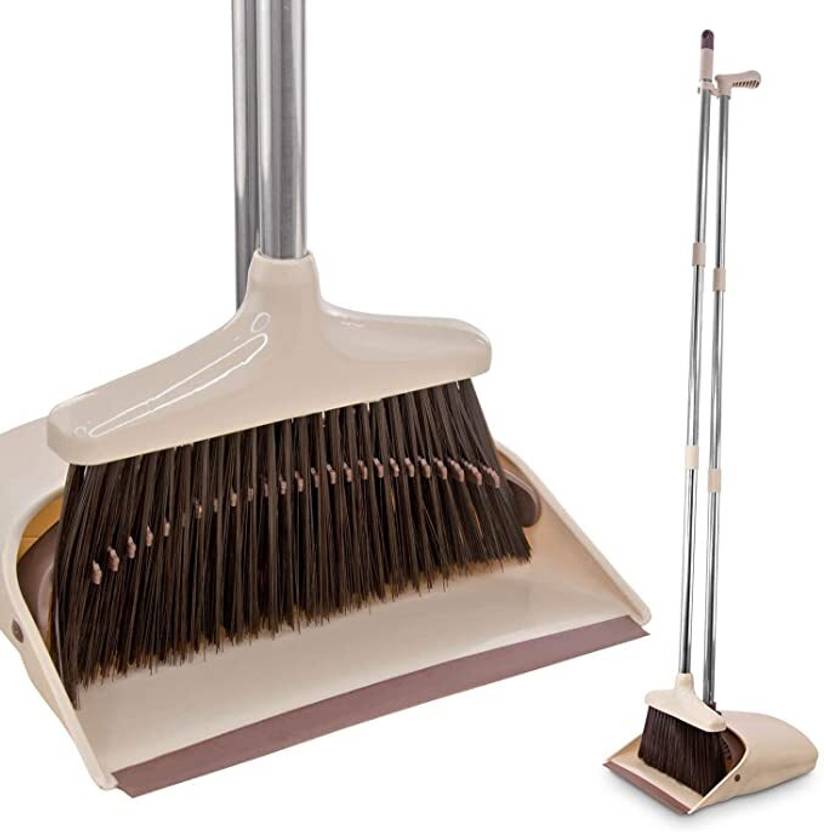 KENTELLY Large Broom and Dustpan Set, Broom and Dust Pan Set with Long