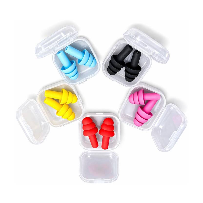 ANSHAURA 5 Pair Silicone Ear Plugs for Sleeping, Travel & Loud Noise Reduction Ear Plug