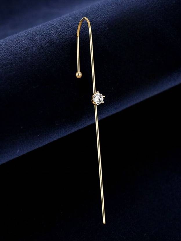 Dressberry Gold Plated Single Zircon Korean Earcuff Cubic Zirconia Alloy Cuff Earring