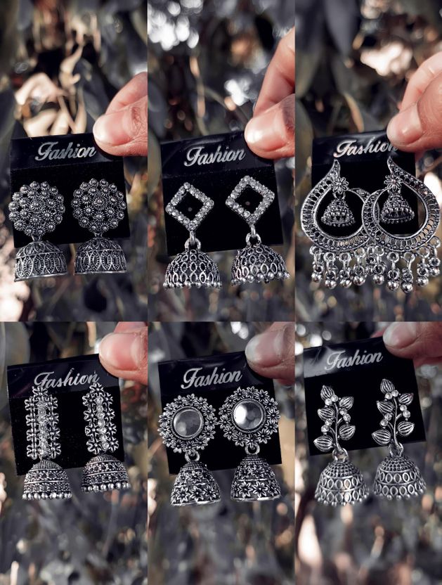 Heerrana Viral 16 Pair Oxidised Earring Set - Image 10
