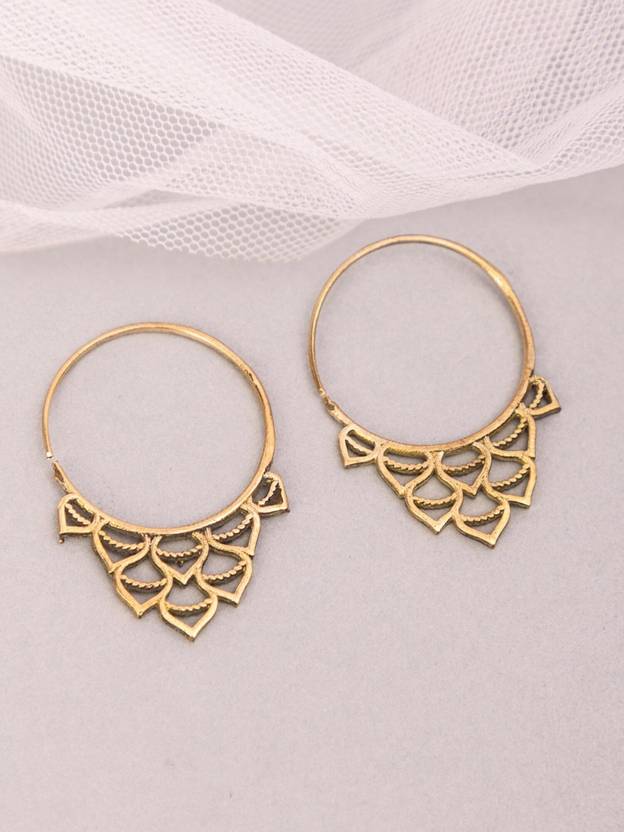 Studio One Love Daily Wear Hoops Earrings - Traditional Gold-Plated Brass Earrings Brass Hoop Earring