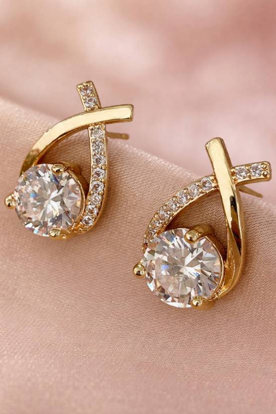 BellaArte Korean Ad stone For Women Girls Cubic Zirconia Alloy Stud Earring