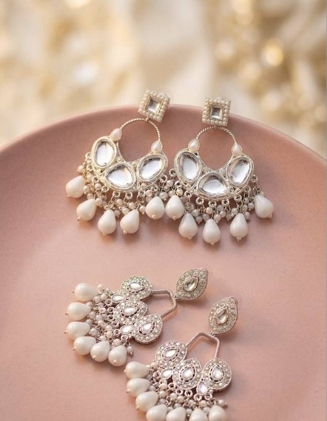 Aadya Collections Floral Stud Hoop Jhumka Earrings. Alloy Chandbali Earring, Jhumki Earring, Chandbali Earring