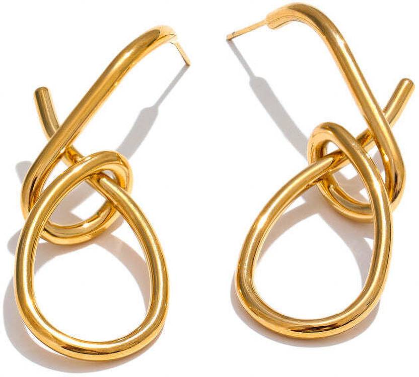 Diving Swan Aarohi Looped Gold Earrings - Gold Stainless Steel Stud Earring