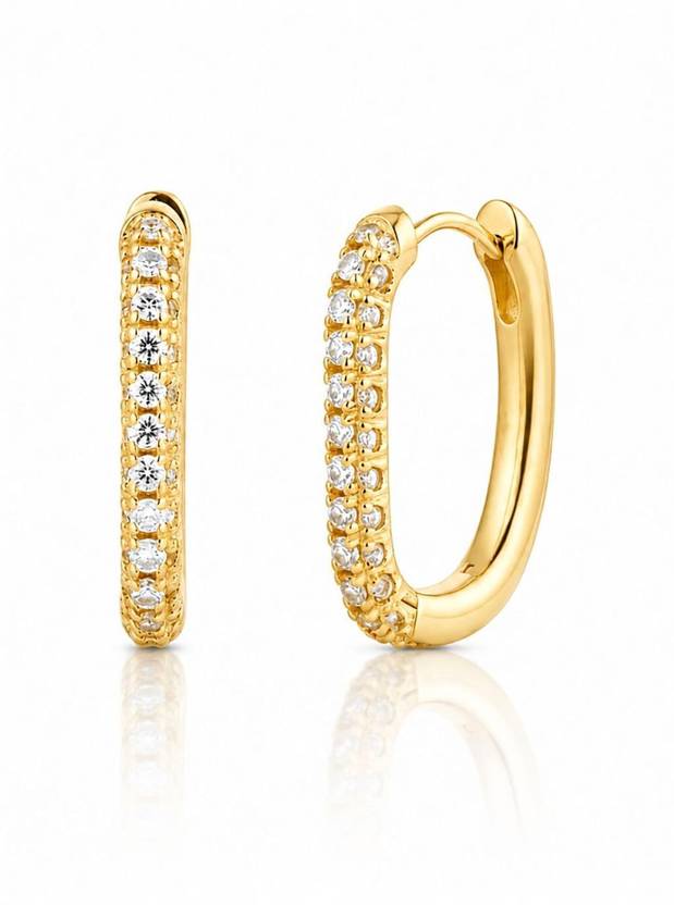 SHOPSIIRI Green Stone 925 silver Huggies Minimal Luxe 18K Gold Plated Hoops Cubic Zirconia Silver Huggie Earring