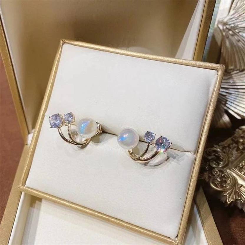 alinora jewels AJ_PRLSTN_ER Pearl Silver Stud Earring