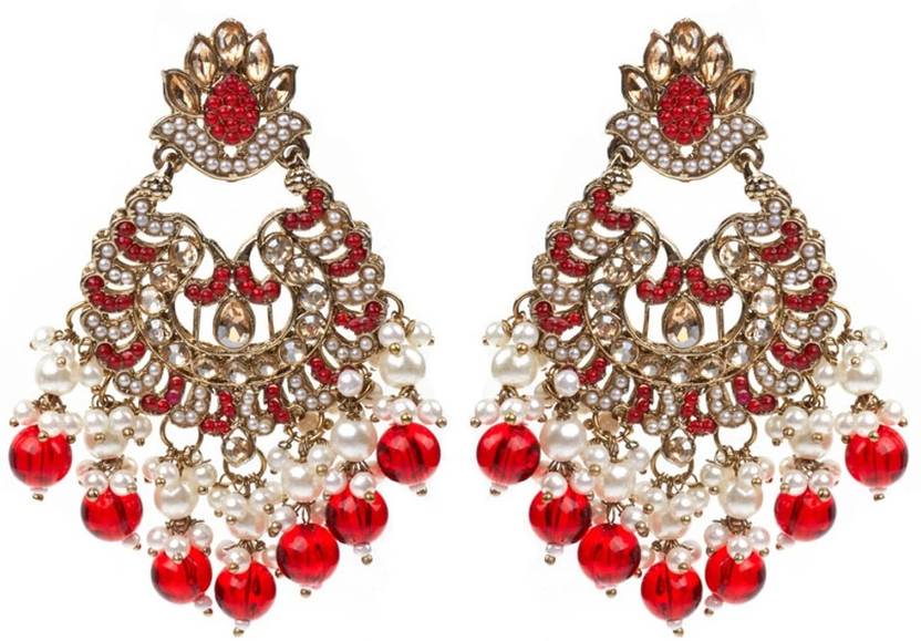 Zarmar fashion AFGANI STYLISH CHANDBALI DROP EARRINGS Beads Alloy Chandbali Earring