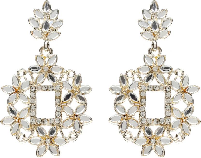 Zarmar fashion Lightweight, Rich Look MIRROR WORK THIN SLIM AFGANI STYLISH CHANDBALI EARRINGS Beads Alloy Chandbali Earring