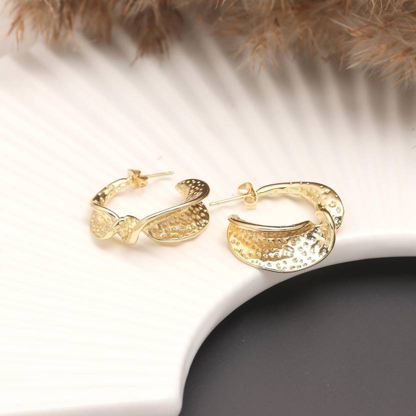 MAHTTAB Celeste Pearl Hoops Brass Hoop Earring