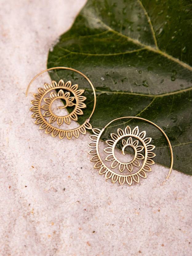 Studio One Love Work Wear Hoops Earrings - Western Gold-Plated Brass Earrings Brass Hoop Earring