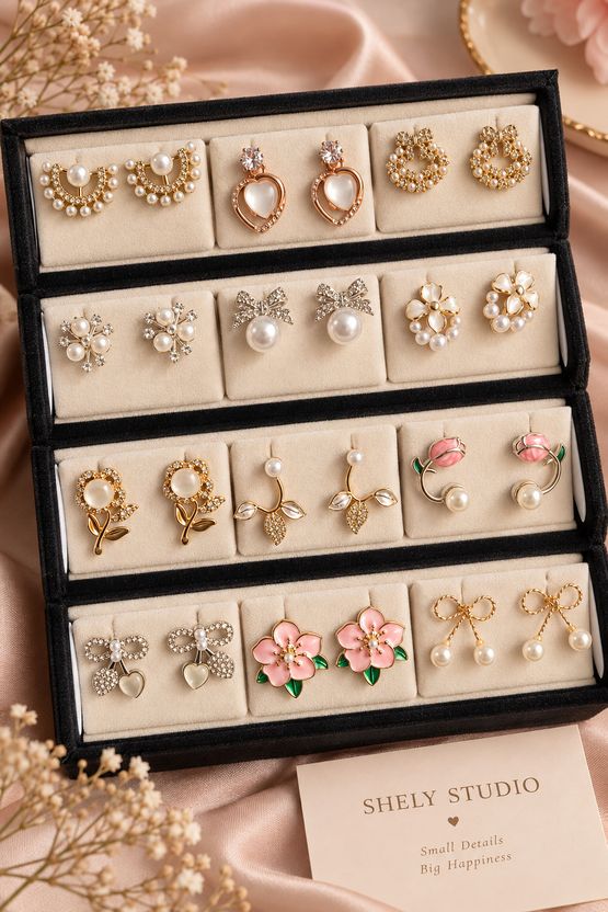 Aurnique Oxidised Korean Pearl & Crystal Stud Earrings - Image 6
