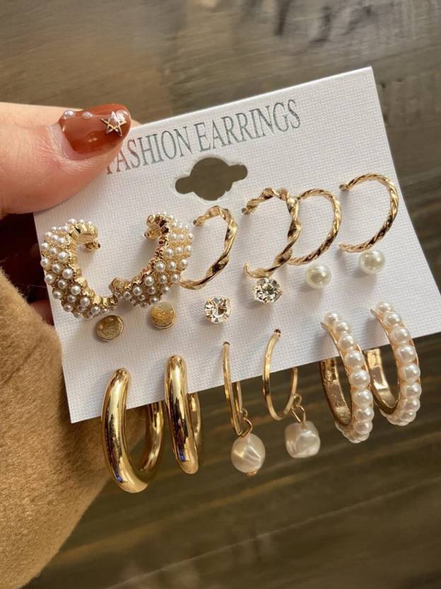 Zenzivo Combo Earrings For Women Girls Korean western Light Weight Stylish fancy Pearl Alloy Stud Earring