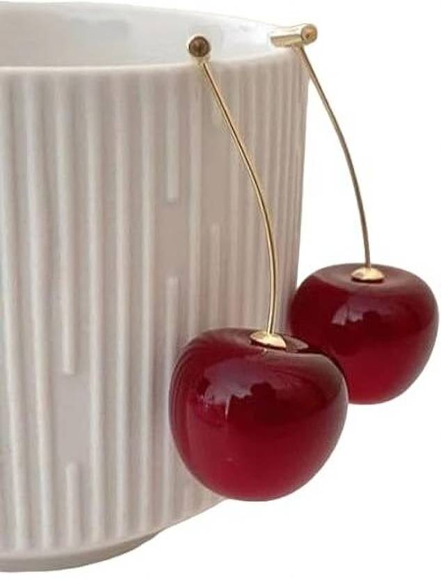 ANSHIKA ENTERPRISES Cherry Red Edgy Beach Hanging Earrings Stylish Classy Contemporary Brass Drops & Danglers