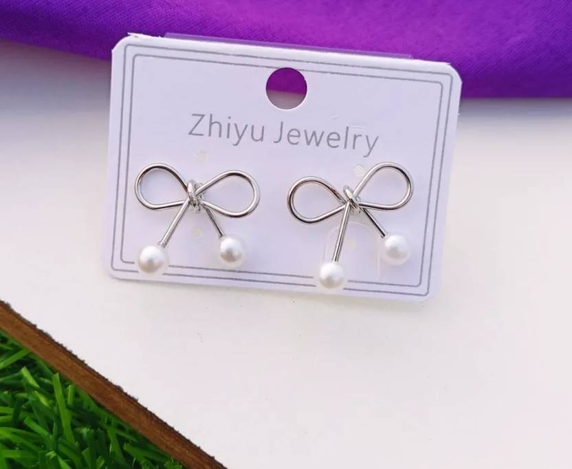 anshika Korean New Hollow Bowknot Stud Earrings for Women pack of 1 trendy fashion Alloy Jhumki Earring