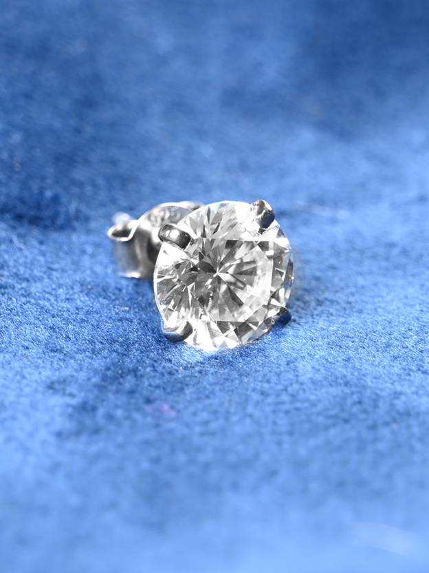 CLARA Round Solitaire 7 mm Cubic Zirconia Sterling Silver Stud Earring