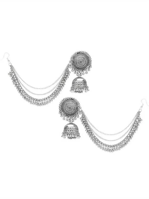 budget buy BB Beautiful KashmiriEarring with MangTika Set PartyWear ForGirl &Women(Silver) Stainless Steel Jhumki Earring