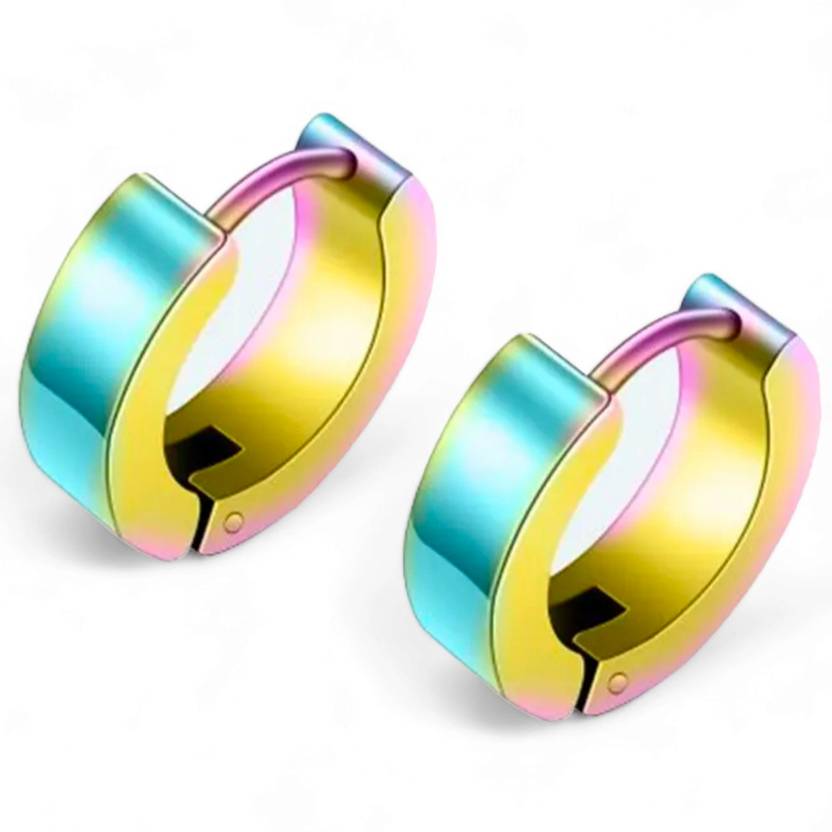 Harvik Stylish Multi Hinged Bali Earrings For Men Boys Stainless Steel Hoop Earring, Huggie Earring, Stud Earring, Earring Set