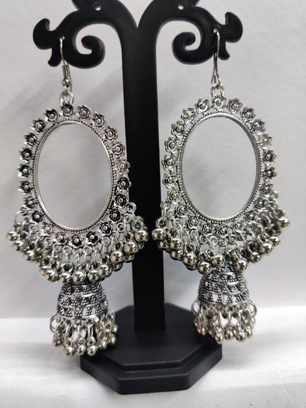 AMU Enterprises AMU Enterprises Premium Oxidised Silver Plated Jhumka Earrings for Women & Girls German Silver Jhumki Earring