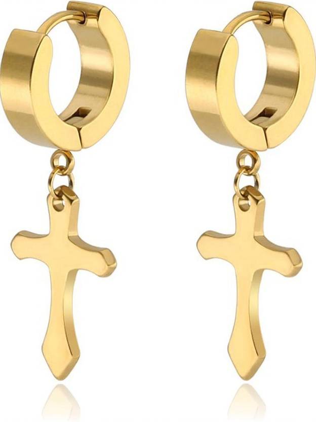 vien Stainlesss Steel Cross Stud Earring for cool boy/girl Original unique stainless steel stud earrings for Men and women Metal Huggie Earring