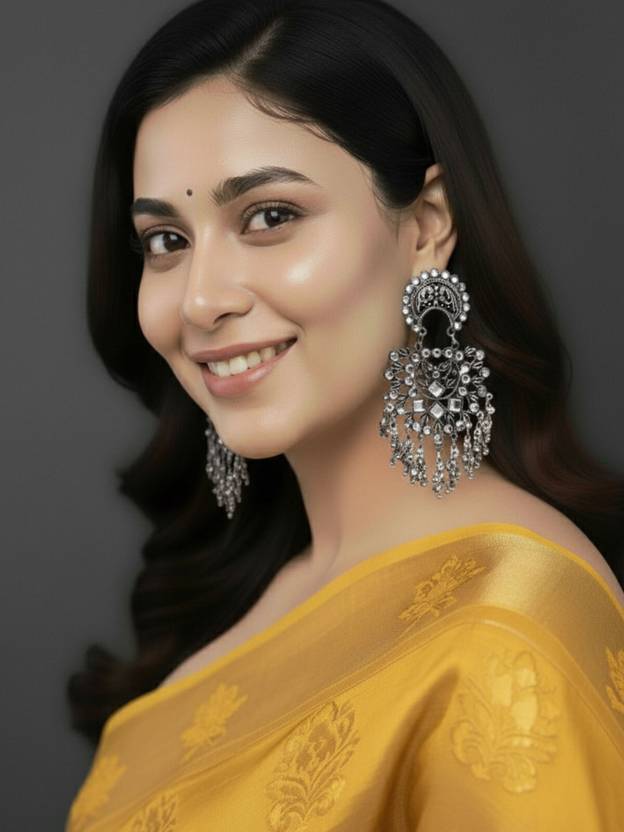 alysa Big Size Oxidized Silver Earrings Alloy Drops & Danglers