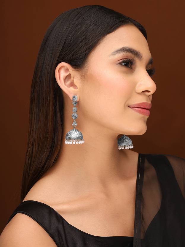 Priyaasi Rustic Elegance shapes Jhumkas Brass Jhumki Earring