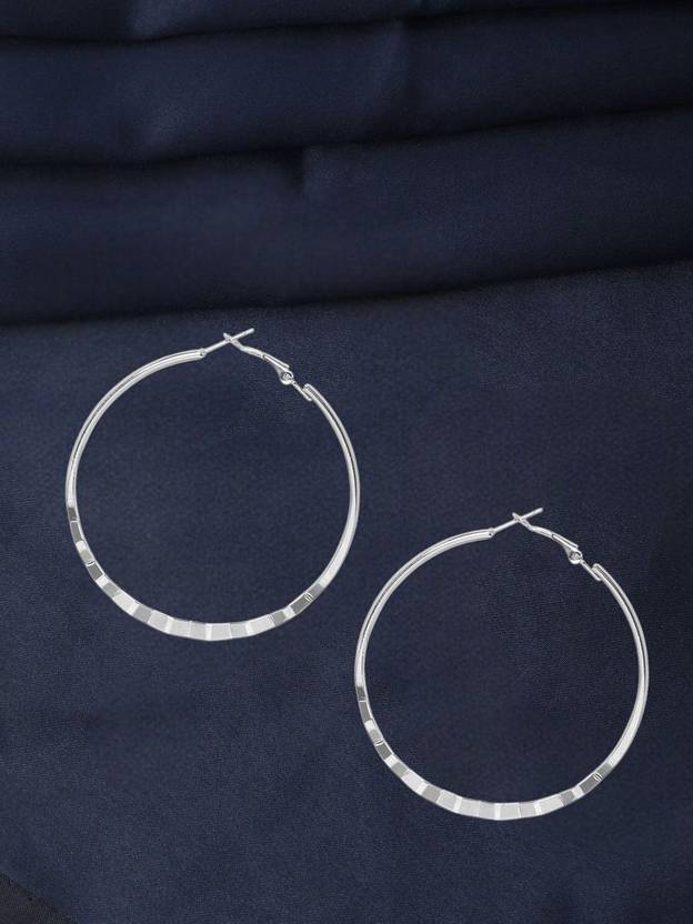 Dressberry Silver Plated Statement Hoop Earrings for Girls & Women Alloy Hoop Earring