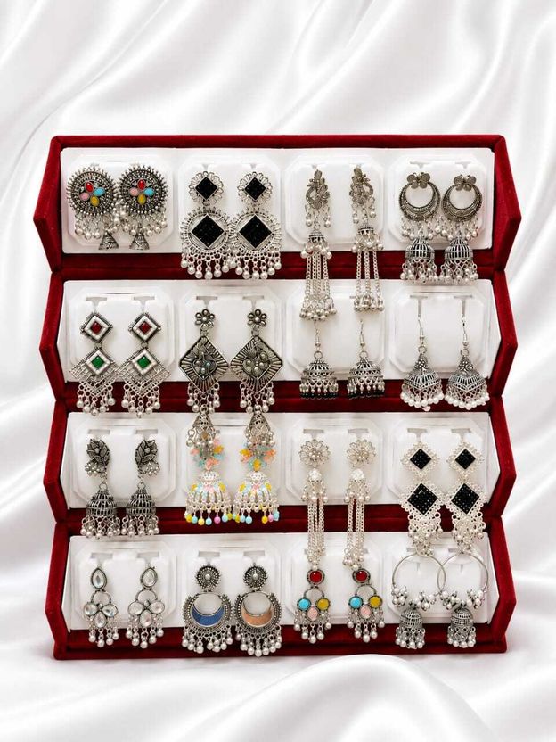 Aurnique Oxidised Korean Pearl & Crystal Stud Earrings - Image 10