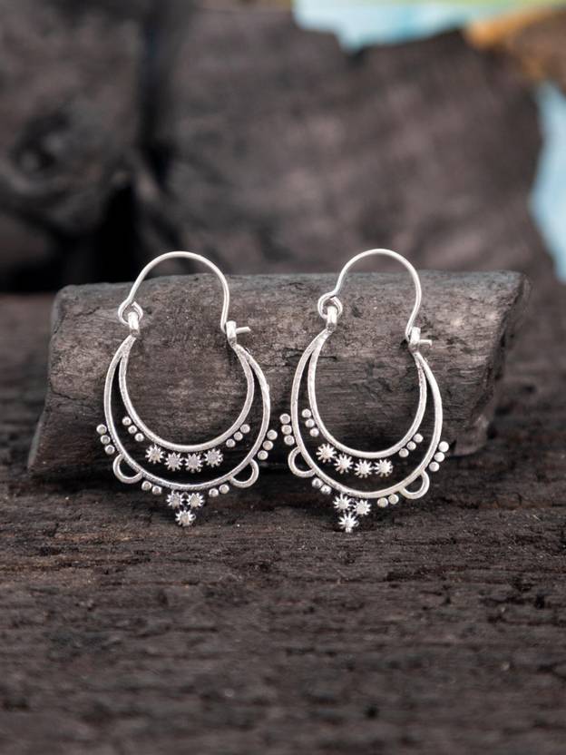 Studio One Love Daily Wear Hoops Earrings - Western Silver-Plated Brass Earrings Brass Hoop Earring